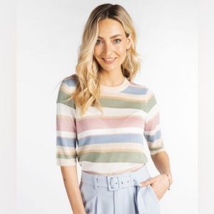 Esqualo Multi Stripe Crewneck Top
